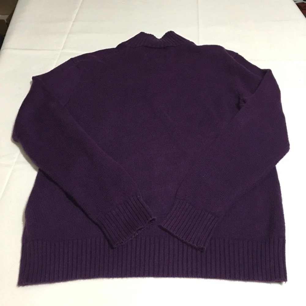 Polo Ralph Lauren Mock Neck Sweater Mens Medium Purple Cotton Knit 3 Button
